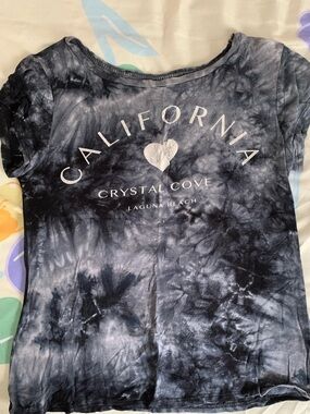 Marshalls Black & White Tie-Dye 'California Crystal Cove' Short Sleeve Tee